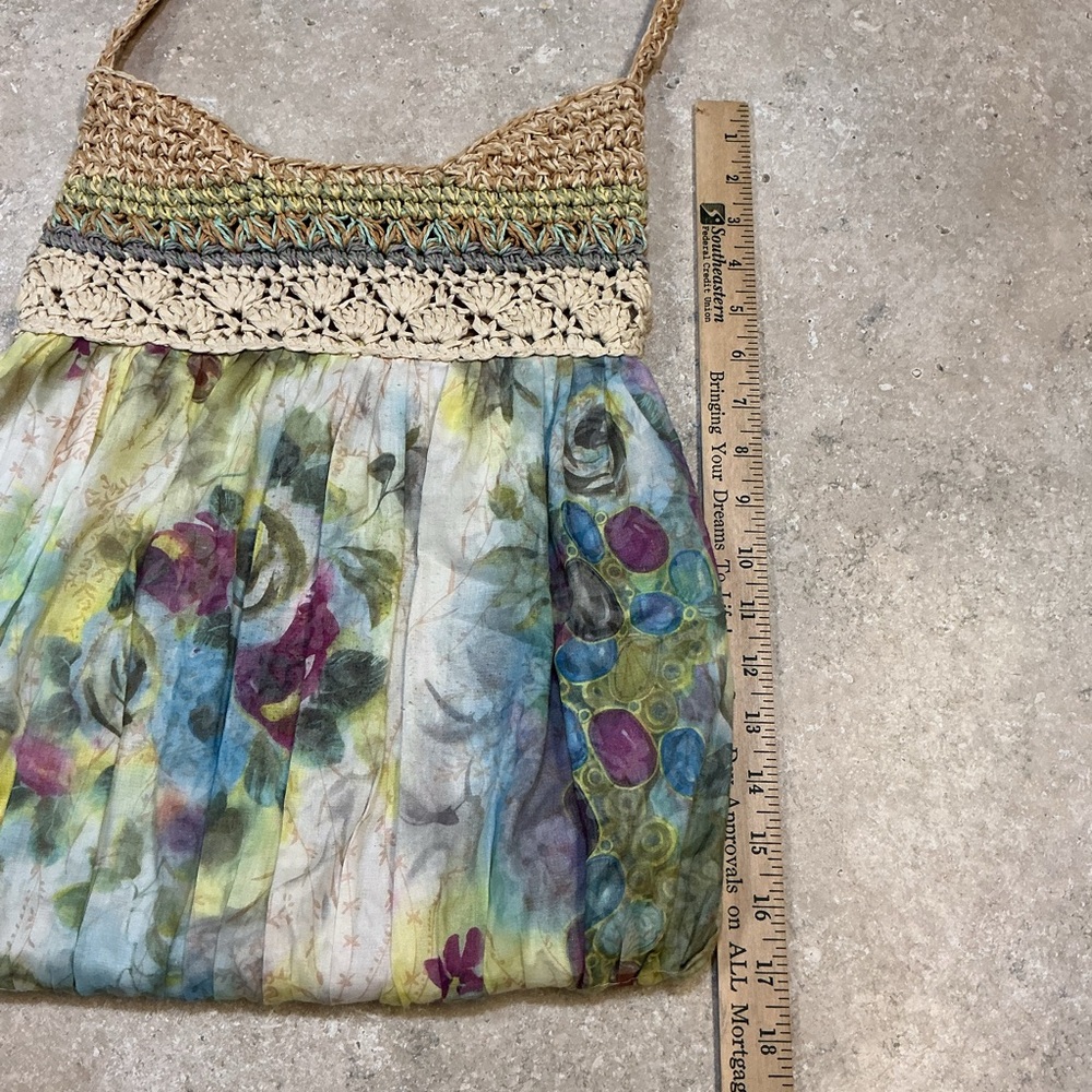 Cappelli Straworld Woven & Fabric crochet Boho Bag Tote Purse Shoulder Hippie - Picture 4 of 7